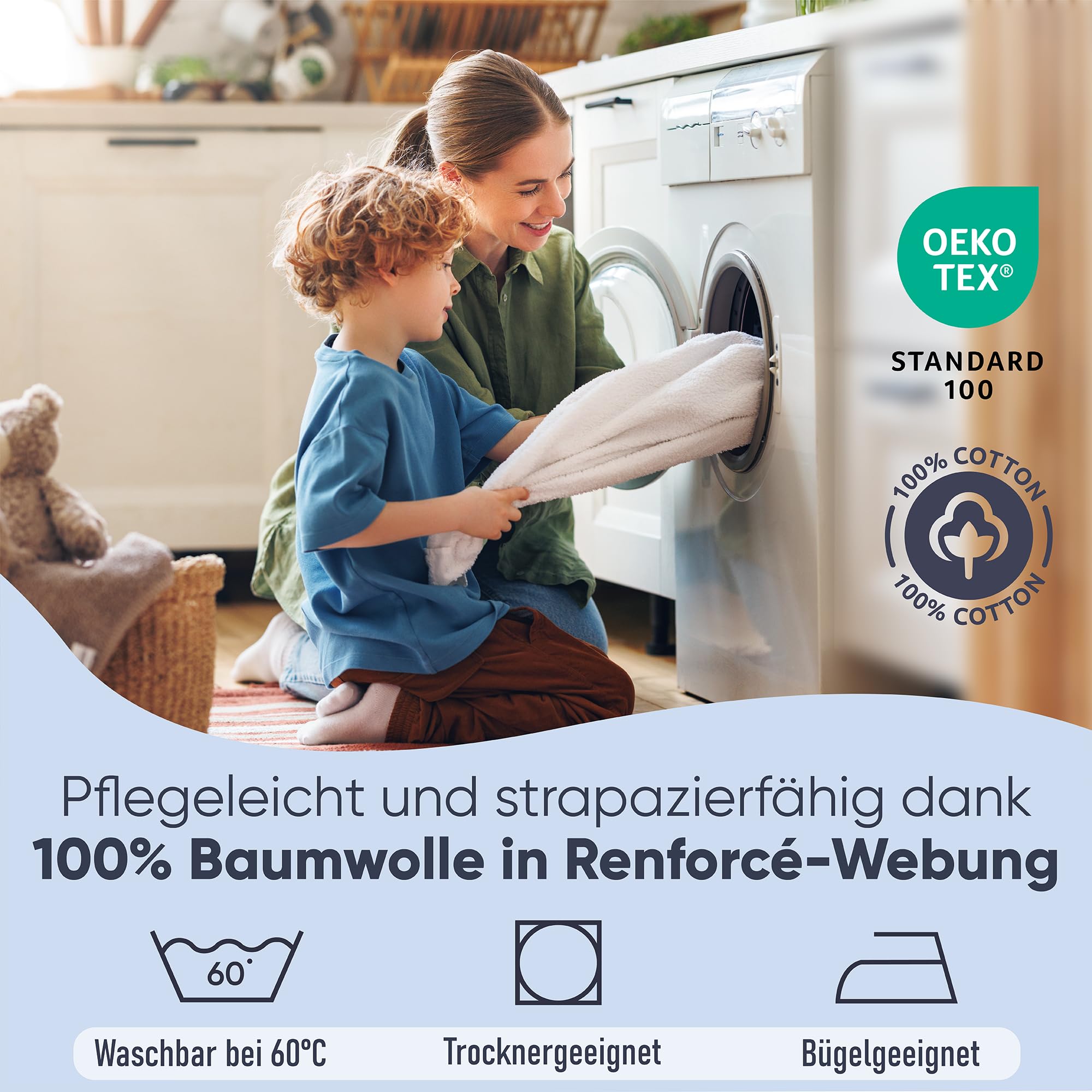 Pościel dziecięca 100 x 135 ze 100% bawełny ze zwierzętami w zoo – komplet pościeli dziecięcej i niemowlęcej dla chłopców z poszewką na poduszkę i kołdrę w kolorze niebieskim (100 x 135 i 40