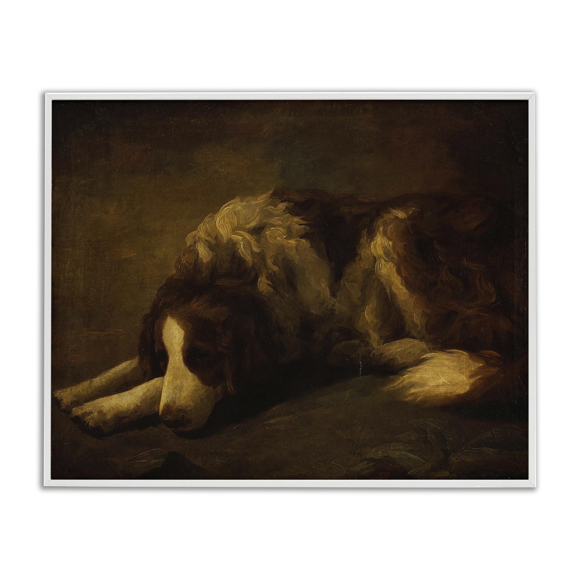 Stupell Industries 'Dim Lighted Classic Dog', Framed Giclee Art, White, 14 x 11 Inches, Easy to Hang and Sturdy, Made in USA, by Lil' Rue