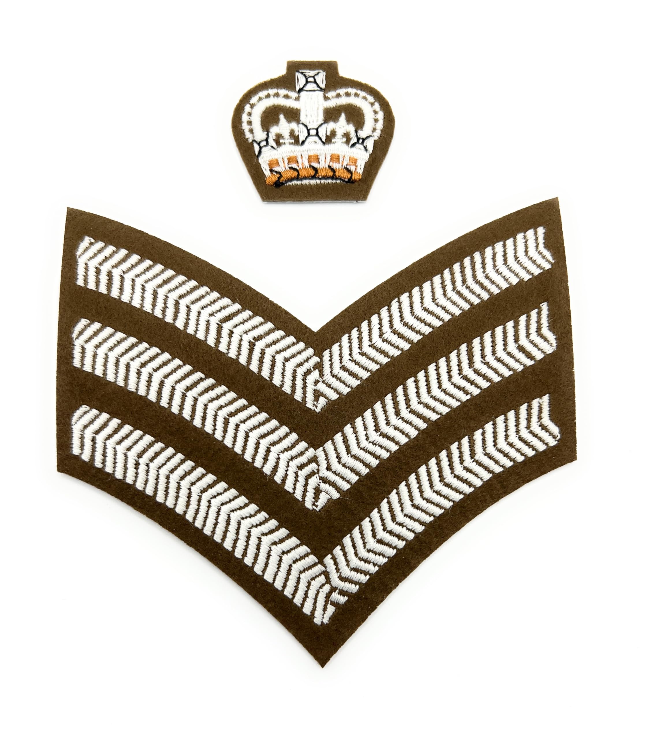 Ipl Men's White Badge Staff Sergeant Crown & Chevron Fad Uniform Crown & Stripes R802-1622