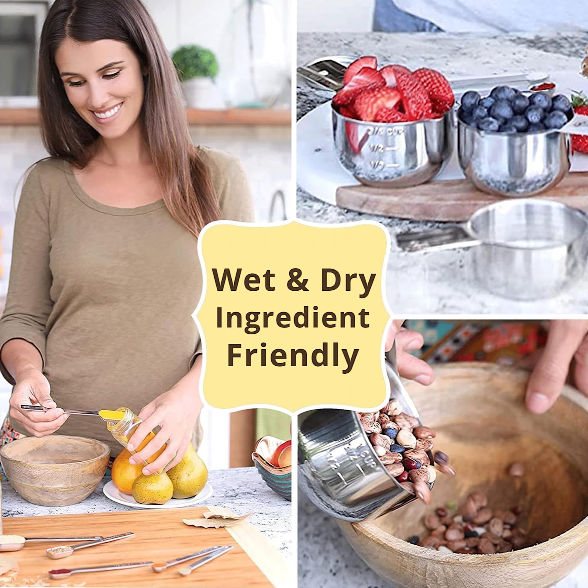 Simply Gourmet Measuring Cups and Spoons Designed to Last a Lifetime. Attractive and Durable 12 Piece Measuring Cup Set Includes 6 Stainless Steel Measuring Cups and 6 Stainless Steel Spoons by Simply Gourmet