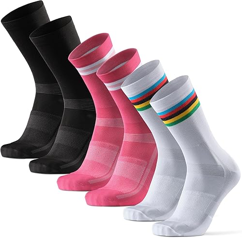 DANISH ENDURANCE Paquete de 3 calcetines de ciclismo, calcetines transpirables para ciclismo para hombres y mujeres
