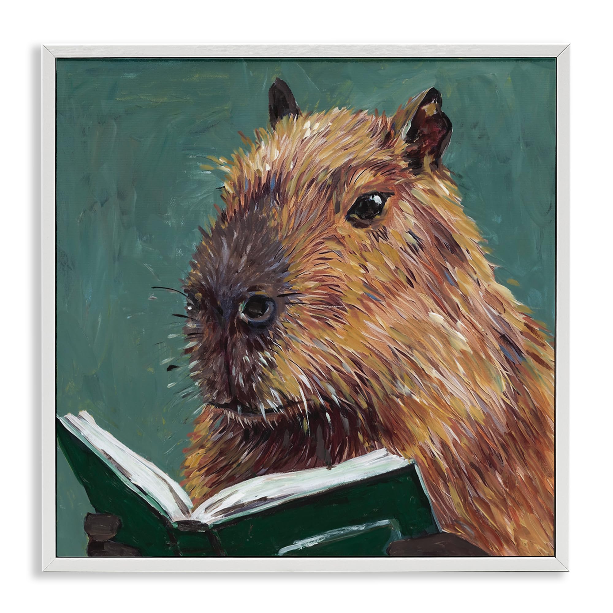 Stupell Industries Studious Capybara Reading Black Framed Giclee Art, design by Studio Bautista, 12 x 12