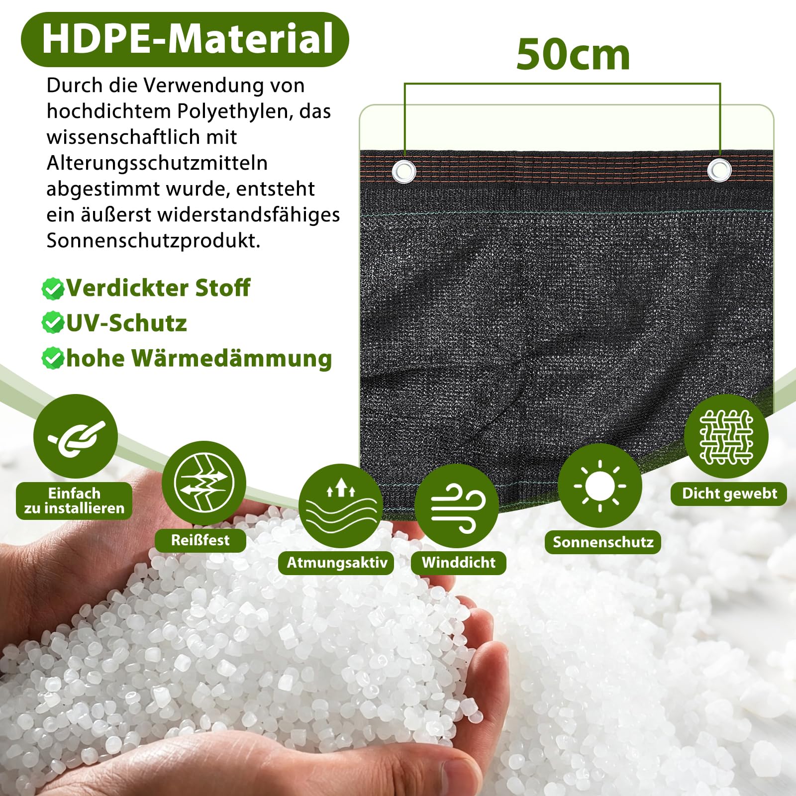 Voile d'ombrage - 4 x 7 m - Avec œillets - 70 à 90 % d'ombrage - Résistant aux UV - Filet d'ombrage pour protection des plantes, serre, grange, chenil, cour, toit, balcon et terrasse