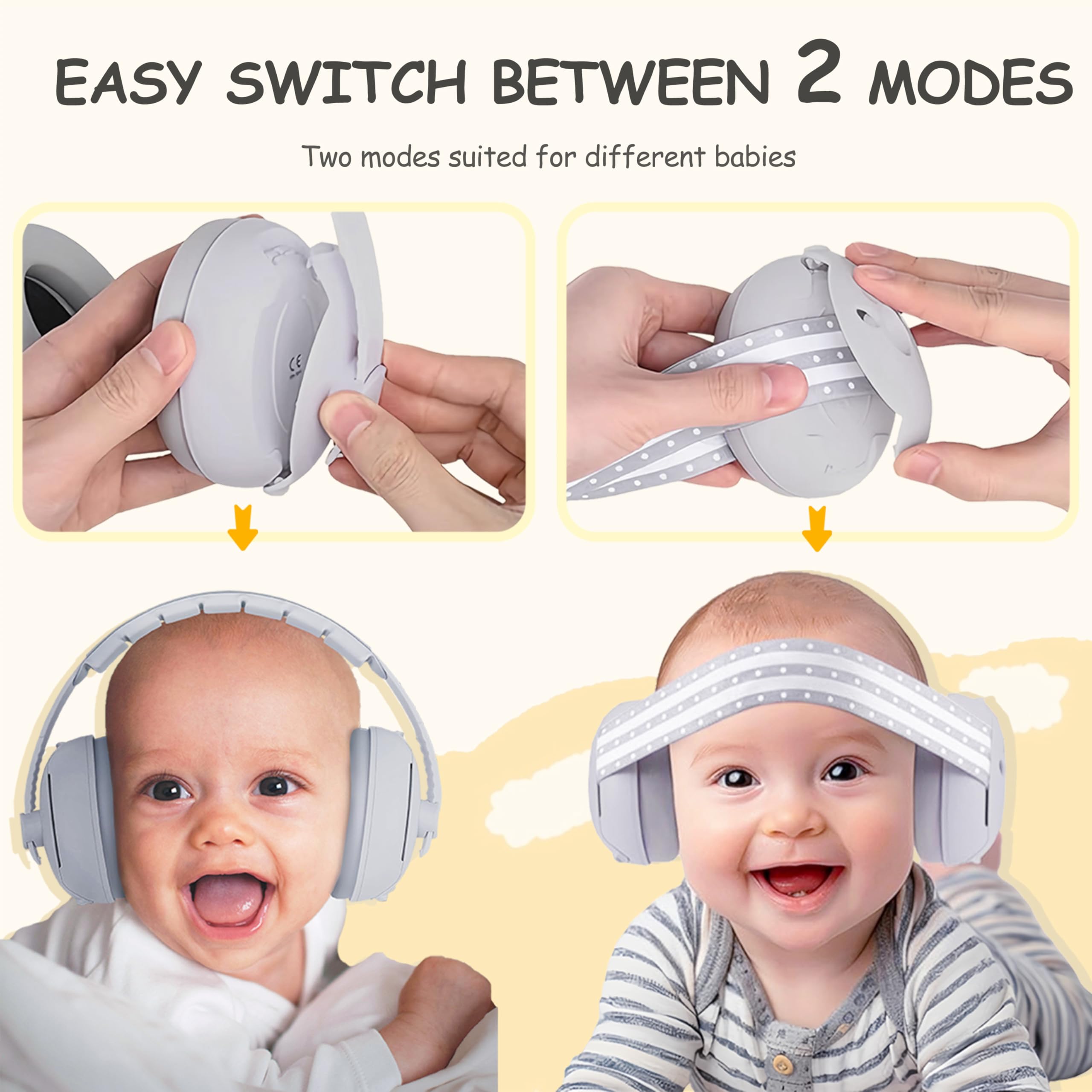 auvstar 2in1 Cuffie Antirumore Neonato,Riduzione Rumore Paraorecchie Neonati Protettori Acustici,Protezione Acustica Per Bambini,Regolabili Cuffie Protezione Dormire Bambini