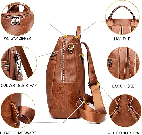 Miniatura 4 de Bolso tipo mochila para mujer, de cuero auténtico, de moda, de hombro convertible, bolsa de viaje, mochila para mujer, S, Mochilas Daypack