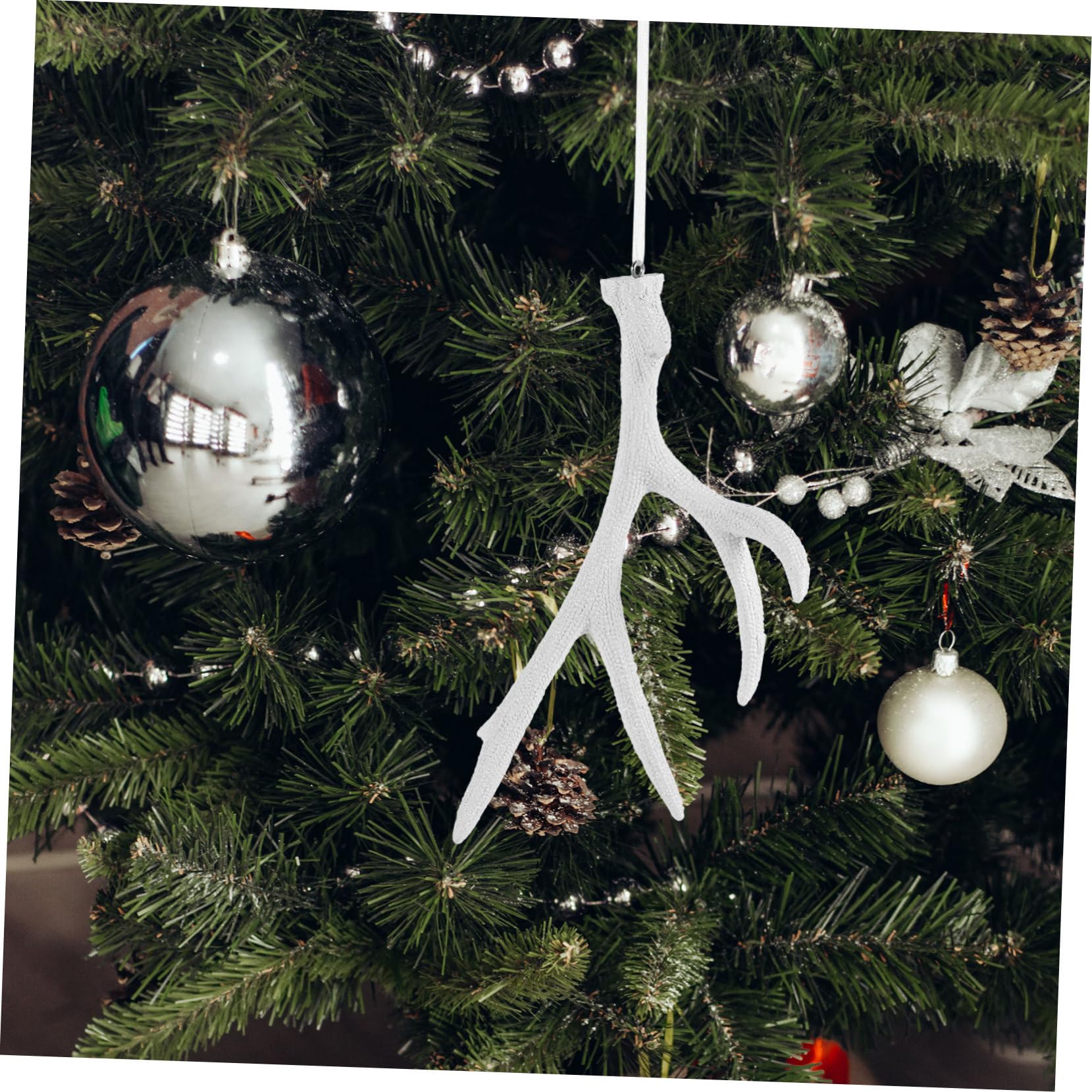 Ciieeo 5 Piezas Adornos navideños para el árbol Colgantes navideños Christmas Tree Cuernos de venado Adorno de árbol de Navidad de asta Ornamento decoración Adornos de asta de Navidad