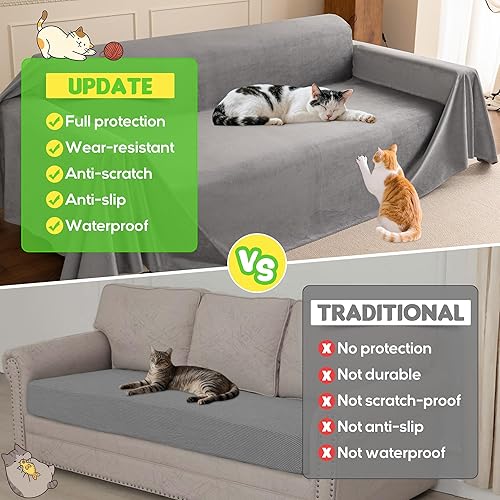 Miniatura 5 de Protector de muebles contra arañazos para gatos, ultra suave, impermeable, para mantener a los gatos alejados, protectores de sofá aptos para