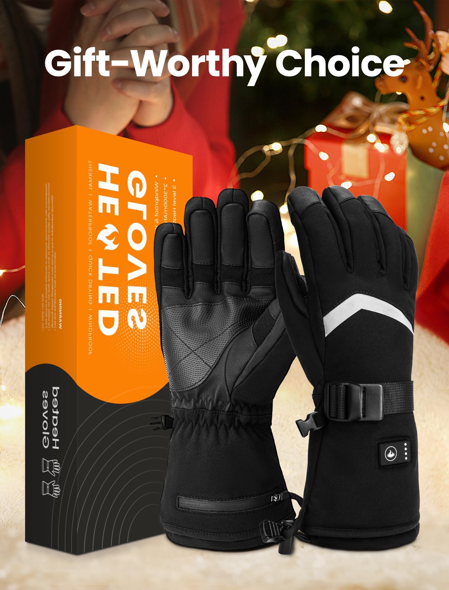 Guantes calefactables para hombre y mujer, guantes calefactables recargables con pantalla táctil, guantes de invierno para esquí, senderismo, camping, caza, pesca, ciclismo