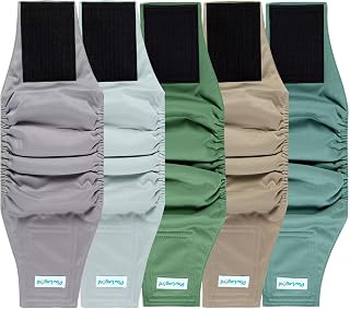 Paw Legend Washable Dogs Diapers Male Dog Belly Bands for Male Dogs Diapers Reusable Puppy & Doggie Diapers Male (5 Pack, Medium)