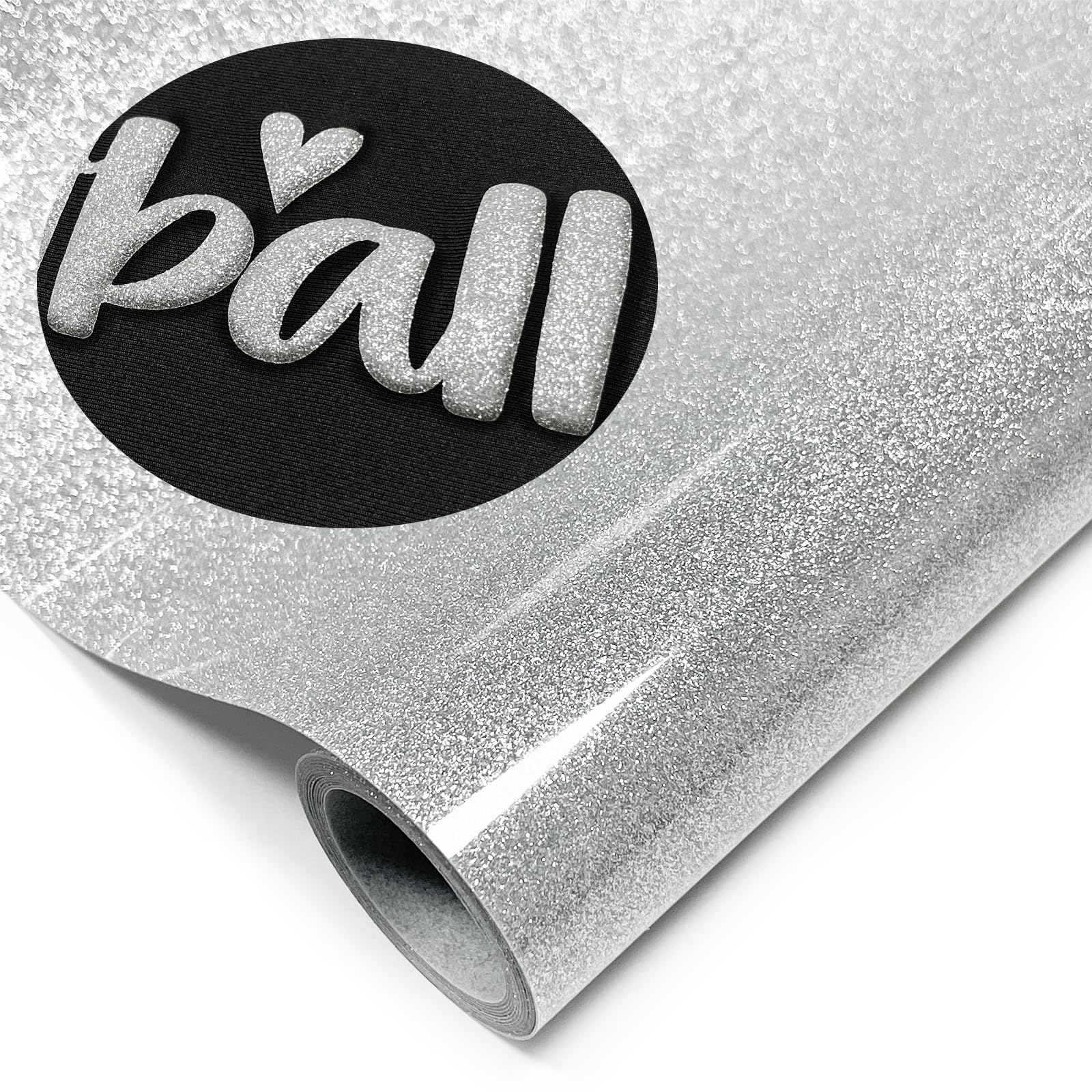 Glitter Puff Heat Transfer Vinyl (Silver), 12in X 5ft Iron on Vinyl