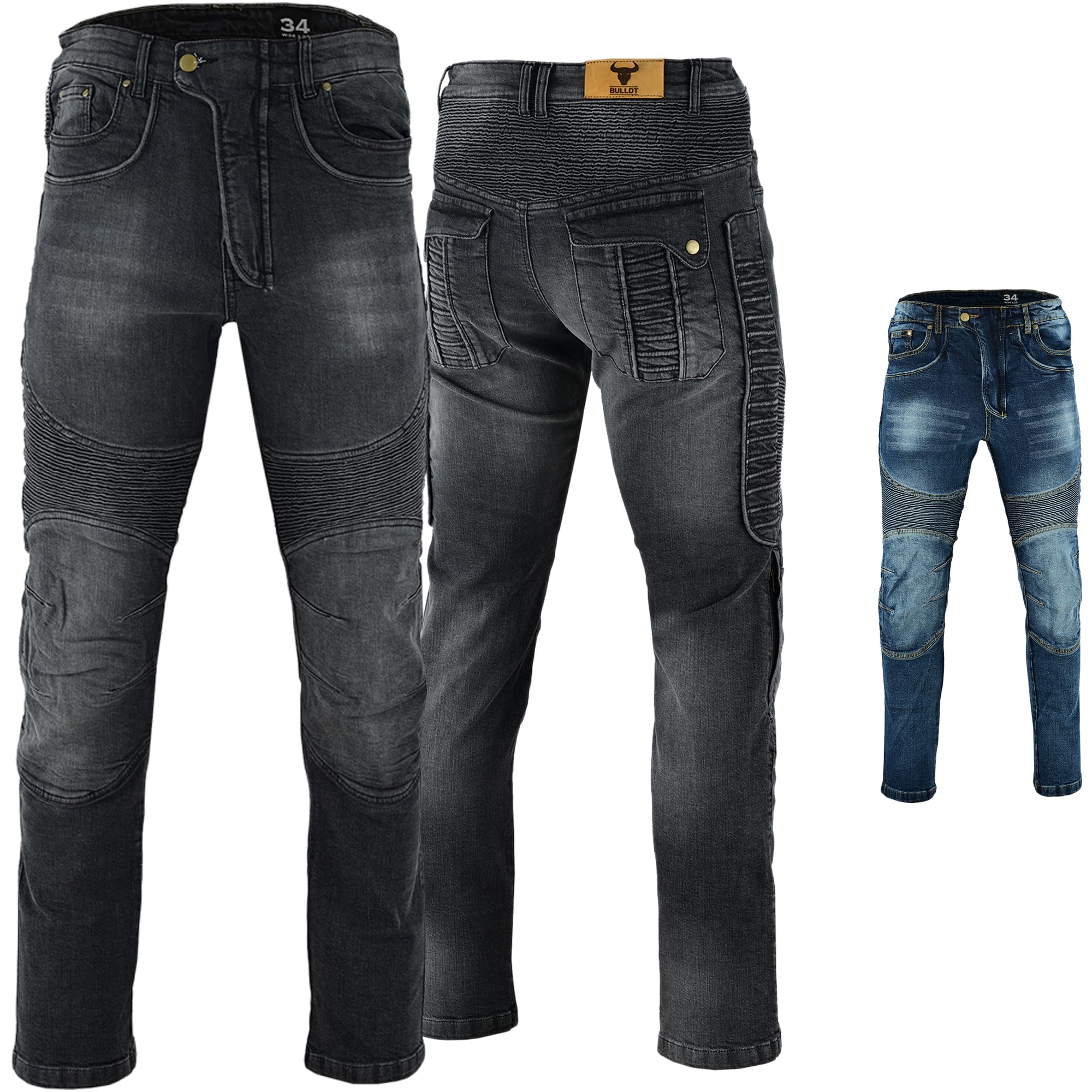 BULLDT Herren Motorradjeans Motorradhose Denim Jeans Hose mit Protektoren