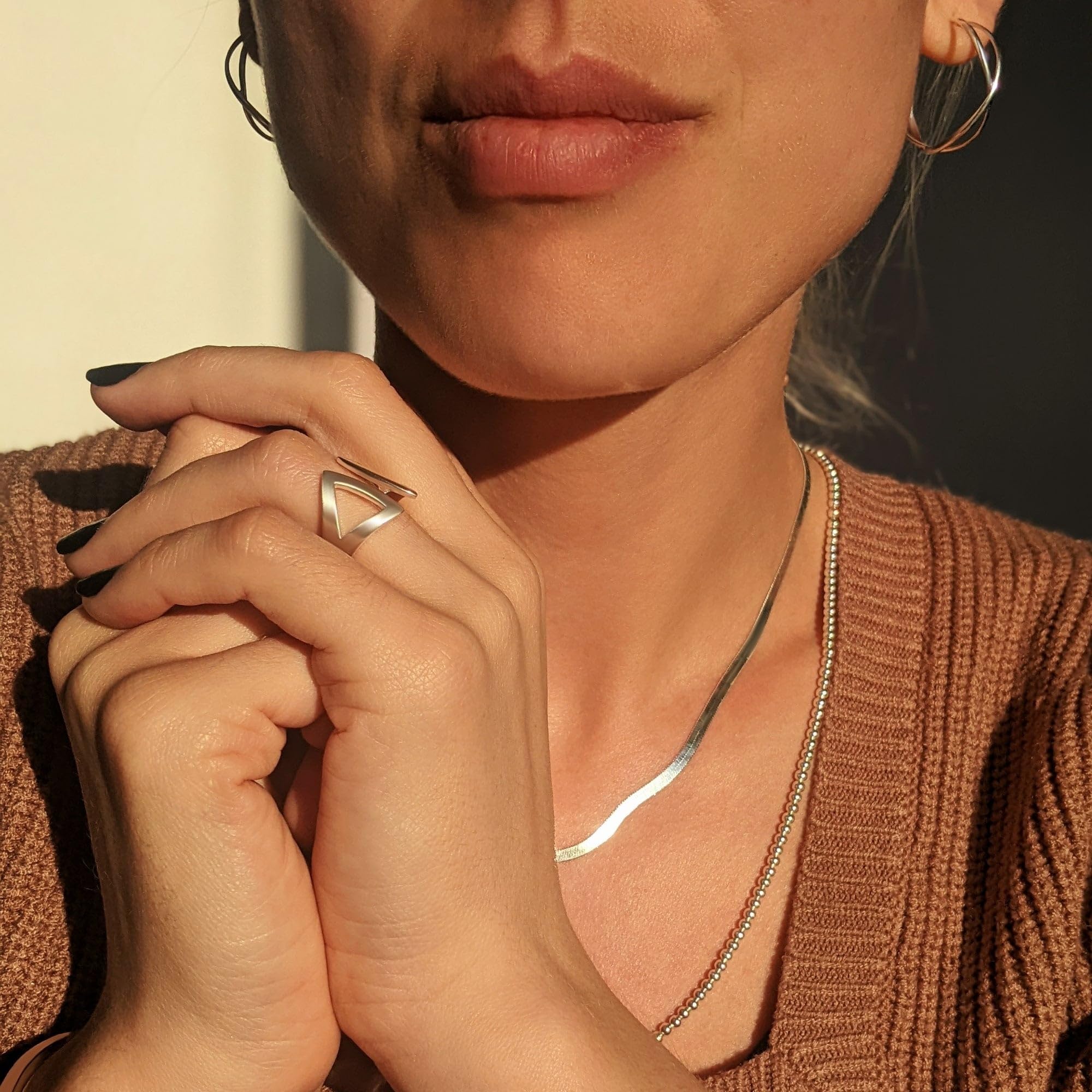 Silverly Collana a Spina di Pesce in Argento 925 per Donna, 45cm | Catena a Serpente Piatta Semplice in Argento Sterling da 2,5mm per Stratificazione | Catene Minimaliste