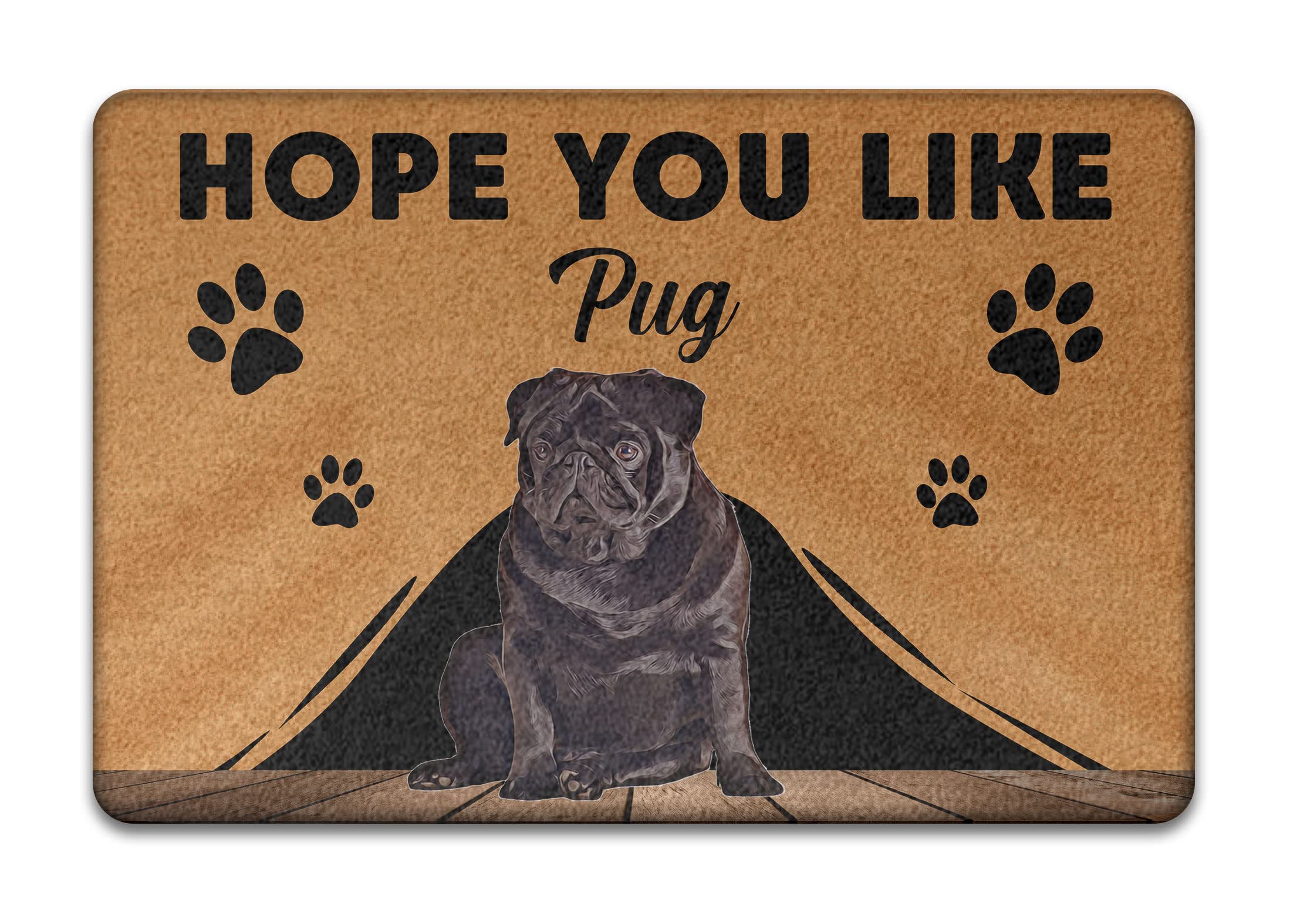 Felpudo Exterior Atrapar Suciedad Alfombra De Baño Duradero Felpudo De Bienvenida para Cocina Entrada Casa Exterior 40X60cm Pug, para Regalo De Amantes De Los Perros.