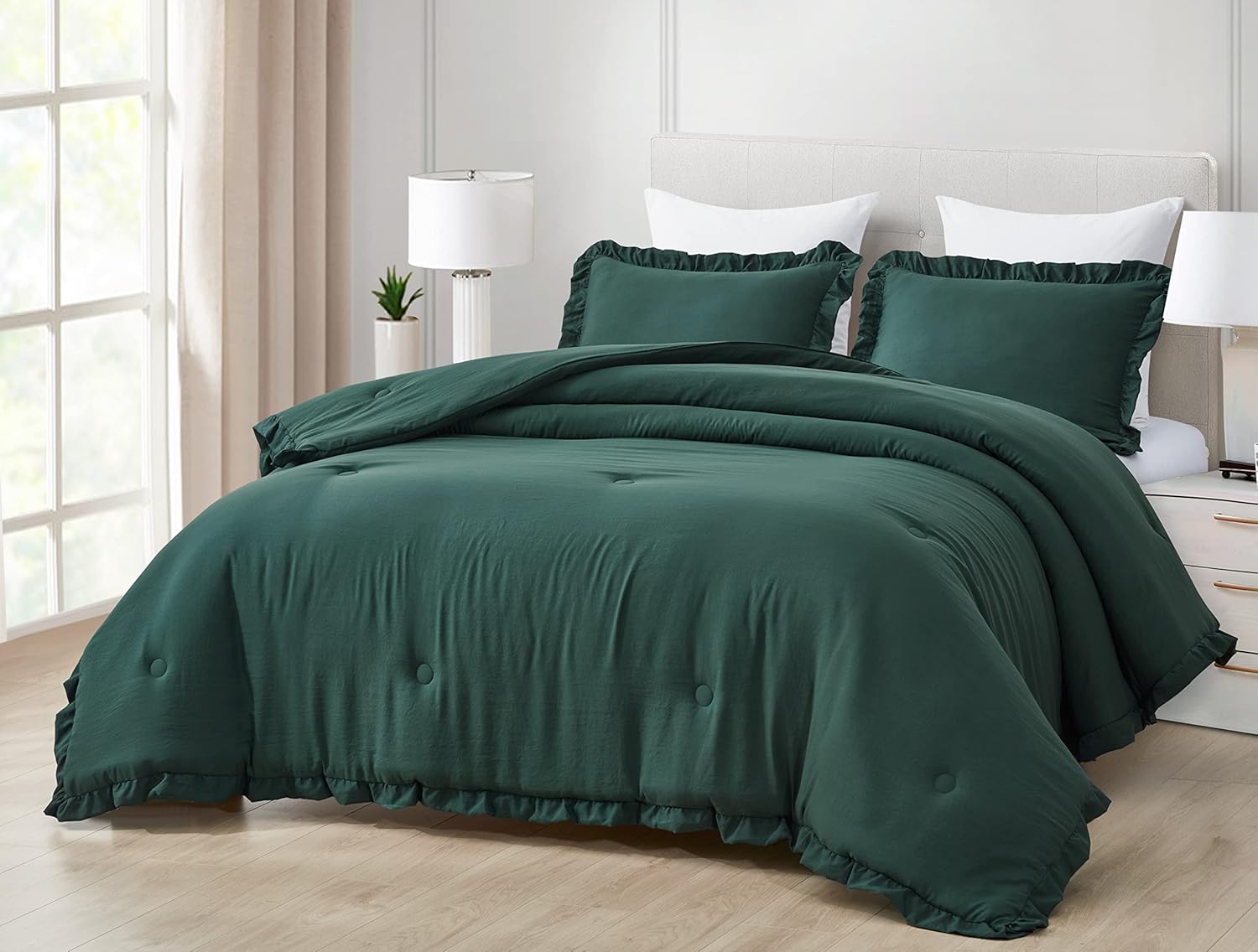 Chezmoi Collection Nora Emerald Green Comforter Set King