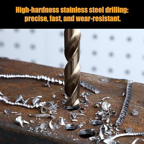 Miniatura 4 de Juego de 29 brocas de acero de alta velocidad de 116 a 12 pulgadas, punta dividida de 135 y flauta doble para perforación rápida y precisa de metal,