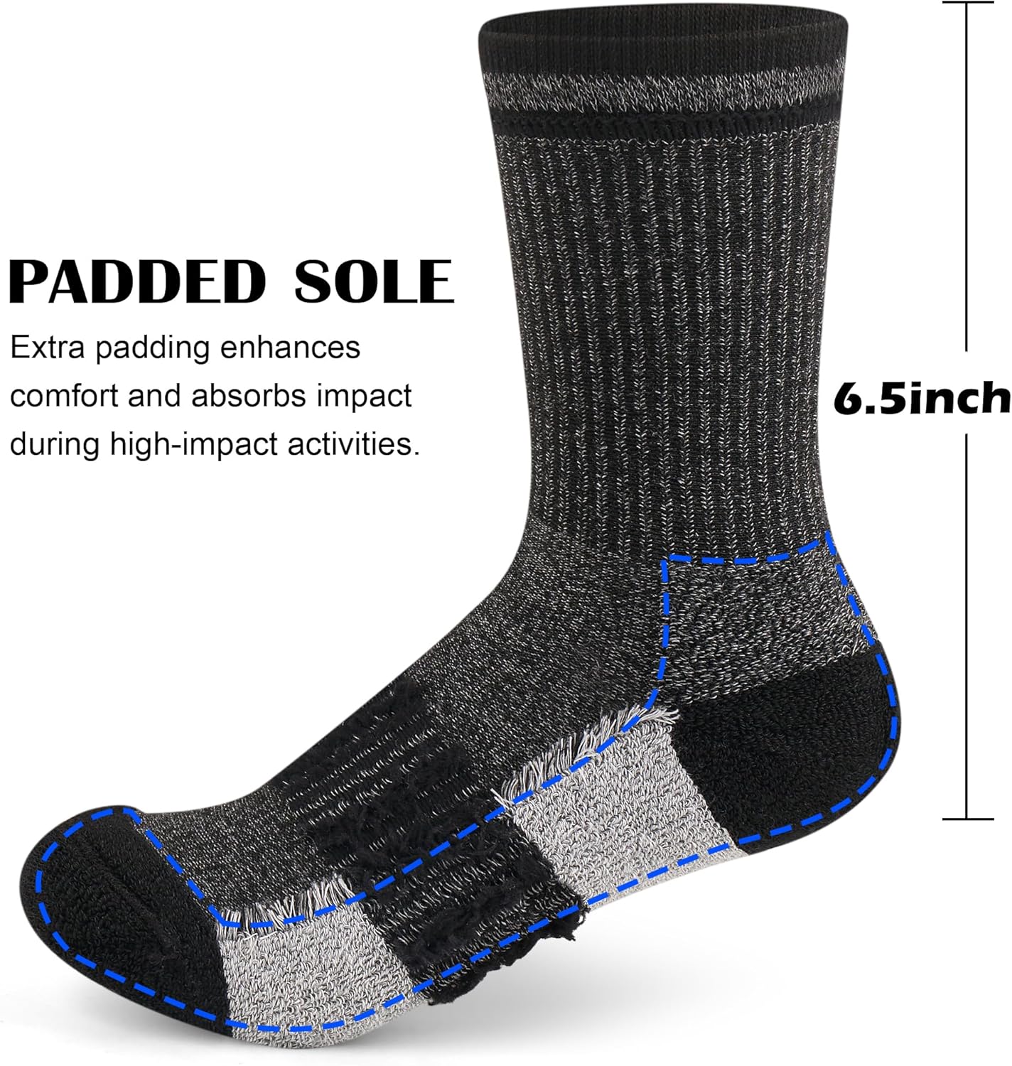 Gonii Women Socks Hiking Running Thick Cushion Athletic Crew Socks 5-Pair - Image 4