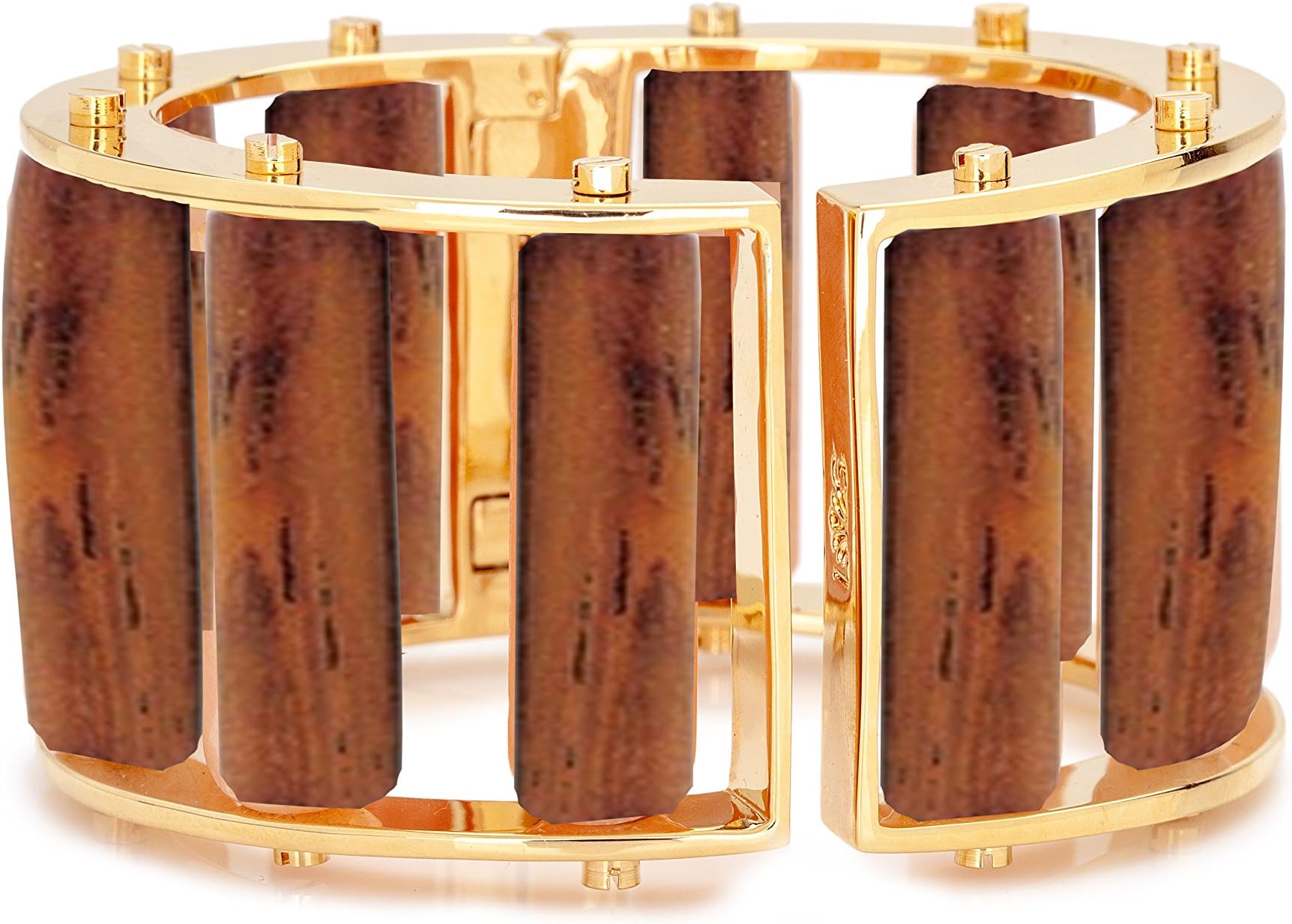Lele Sadoughi Gold Plated Tall Stone Hinged Bangle
