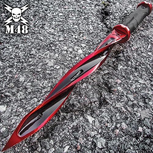 Miniatura 4 de M48 Cardinal Sin Red Cyclone Cuchillo de hoja fija  Hoja de acero inoxidable 2Cr13 de 8 pulgadas  Incluye funda para cinturón Vortec  Herramienta