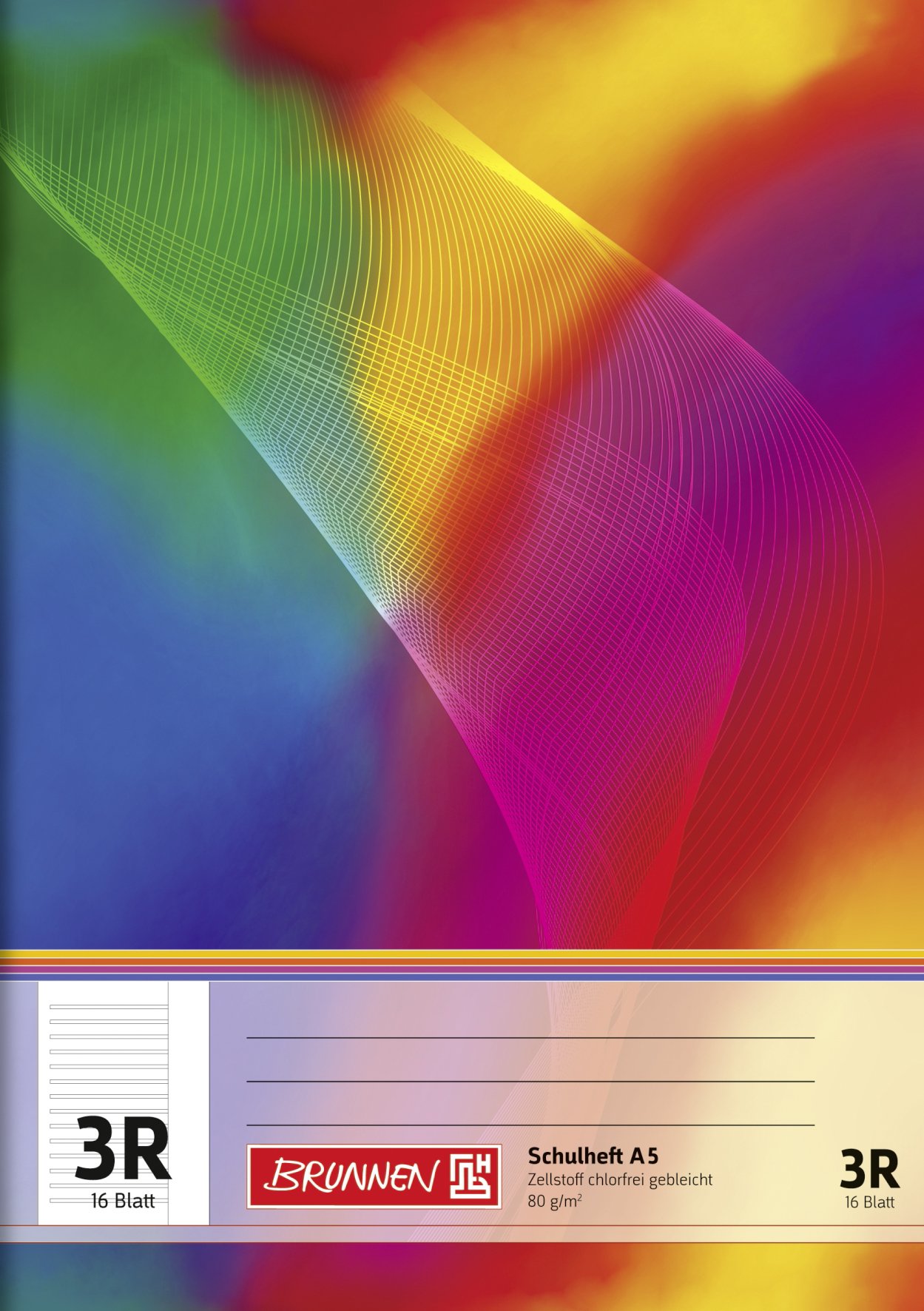 Brunnen 104590323 Exercise Books A5 16 Pages, Lined with Margin, Class 3)