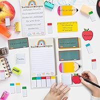 Vista 3 de Xqumoi 12 Pack Teaching is A Work of Heart Sticky Notes Set - Ruler Blackboard Pencil Apple Shape Self-Stick Note Pads Teacher Appreciation Gift