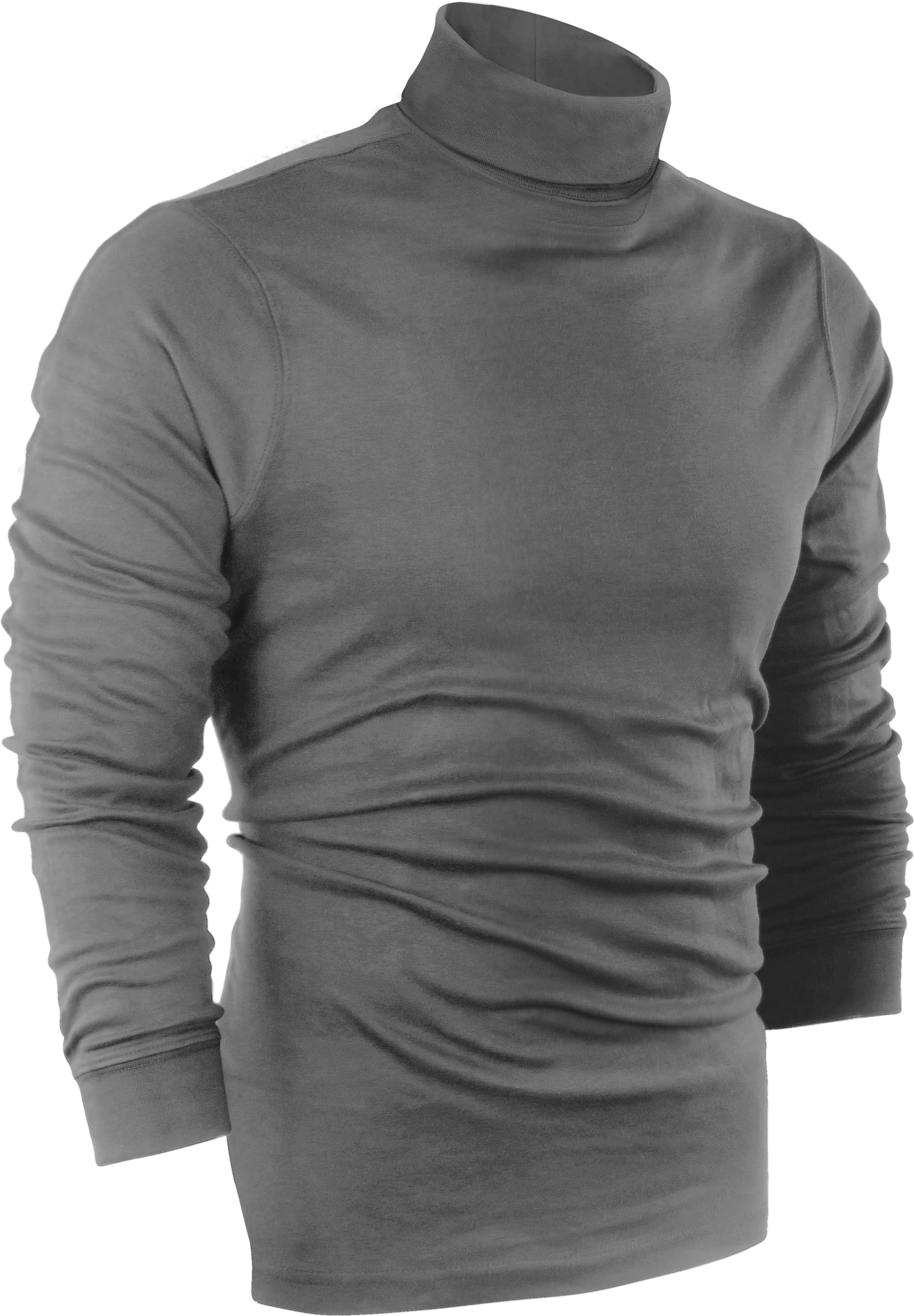 Utopia Wear Special Comfort Fit Turtleneck T-Shirt - Premium Cotton Blend Fabric - Long Sleeves - Machine Washable and Ultra Comfortable - Attractive and Trendy, Medium (Steel Grey)