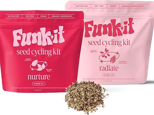 Funk It Wellness Kit de ciclismo de semillas | Alivio orgánico del síndrome premenstrual | Suministro mensual | Alivia los calambres, el acné