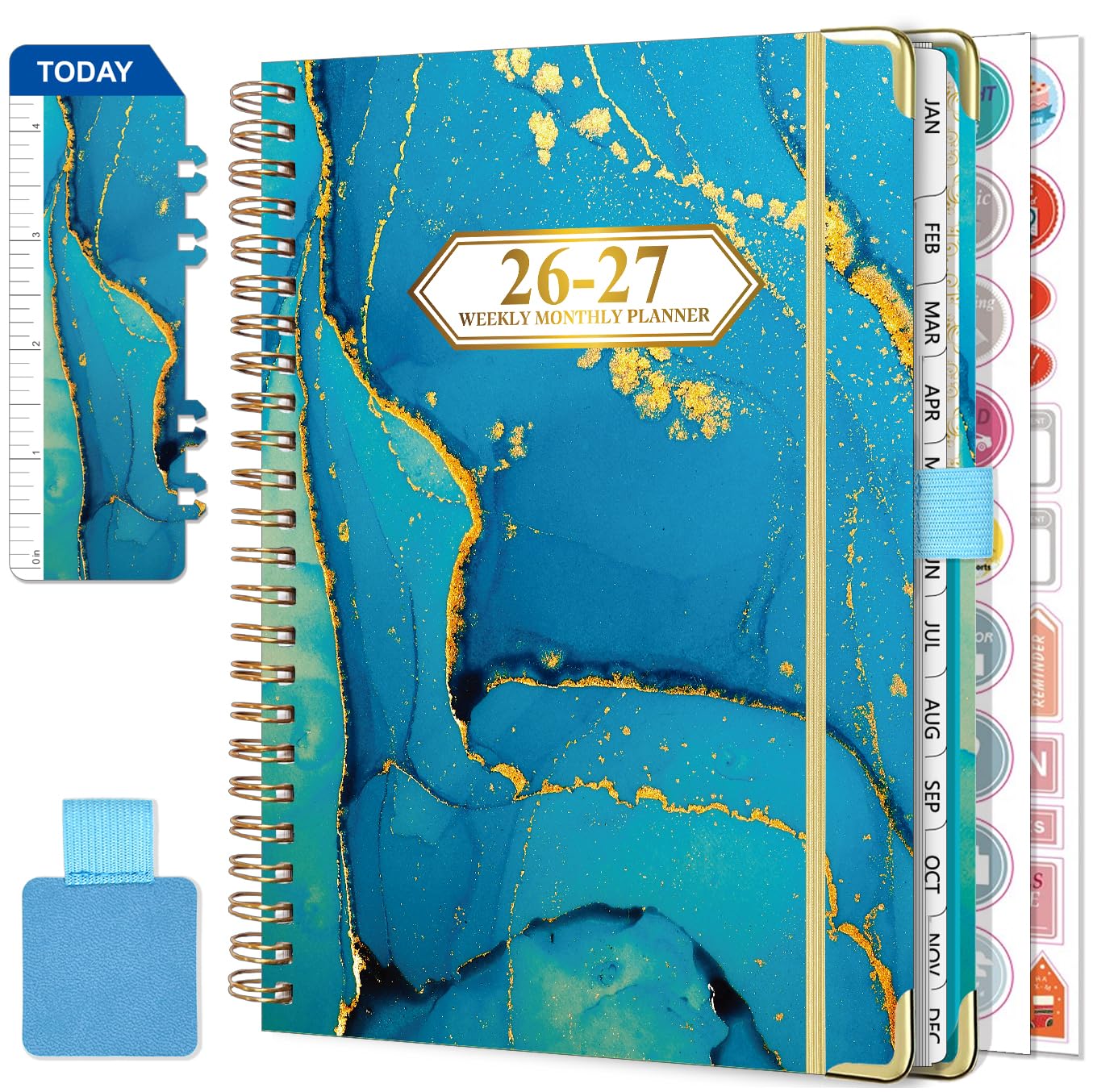 NEYSA Diary 2026 2027 Week to View - A5 Academic Diary July 2026 - June 2027 (12 Months) Planner with Self-adhesive pen loop, Ruler Bookmark & Stickers
