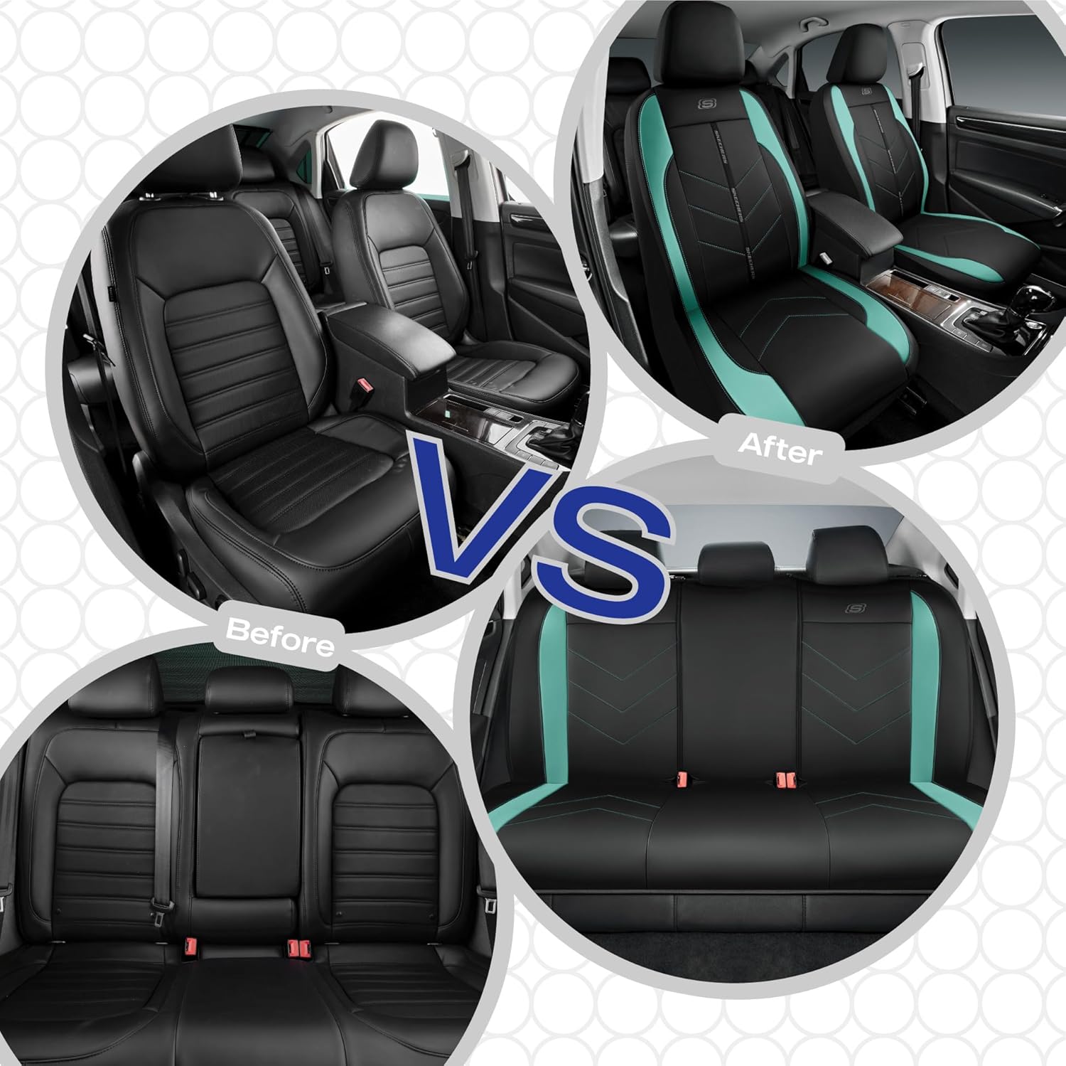 Skechers Car Seat Covers,Luxury Faux Leather Seat Covers,Waterproof Anti Slip Car Seat Protector Front Seats,Car Accessories Airbag Universal Fit for Most Cars,Vans,Trucks,SUV,Mint