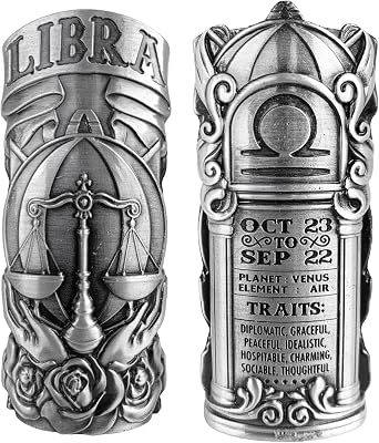 Metal Case Fits BIC J6 Standard Full Size Lighter - Zodiac Astrology Design in Libra - One Piece Per Order