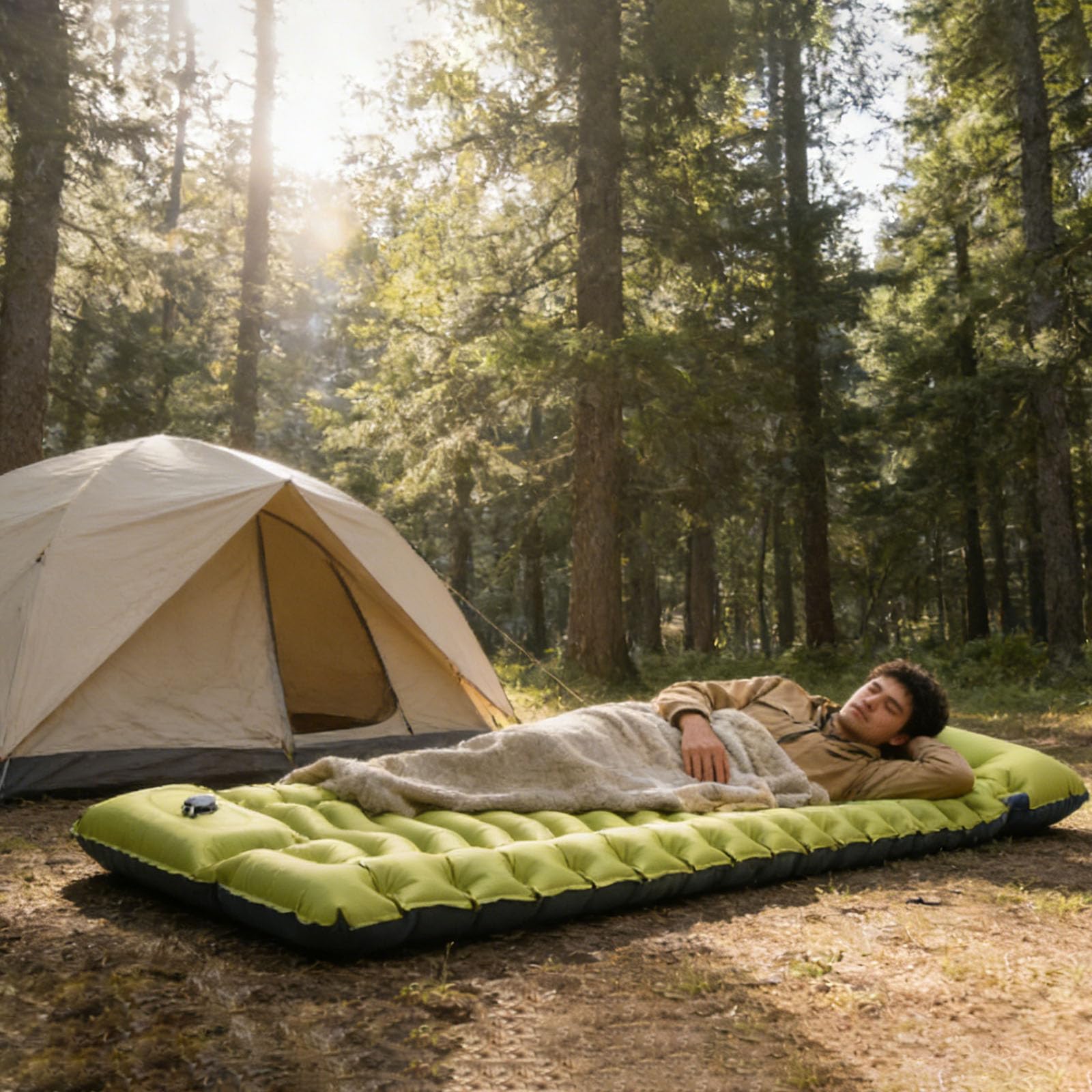 Colchón inflable multiusos ideal para mochileros, campistas, senderismo, tienda de campaña que ofrece una comodidad y portabilidad superiores, cama de aire individual para acampar