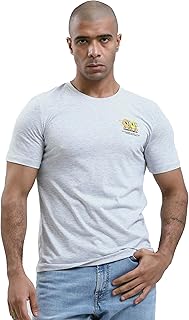 تيشيرت صيفي سهل الارتداء مطبوع عليه للرجال من ريفين - رمادي فاتح مرقش وتصميم عصري