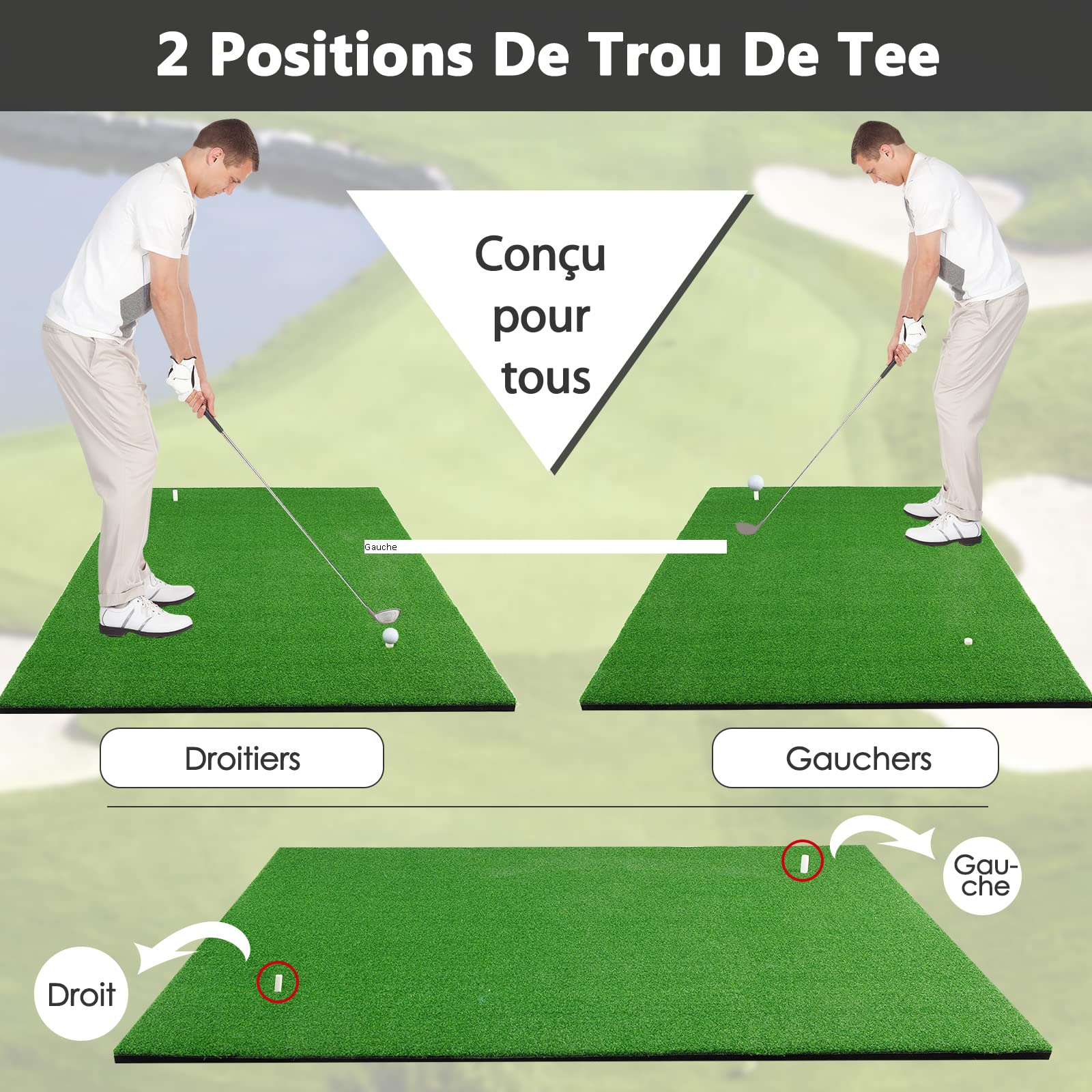 GOPLUS Tapis de Golf 150 x 90 cm, Entraînement au Practice de Golf Intérieur et Extérieur pour Les Pros et Les Débutants