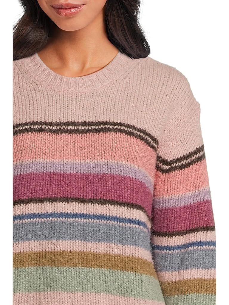 Pink Michael Stars Aura Striped Crew Pullover