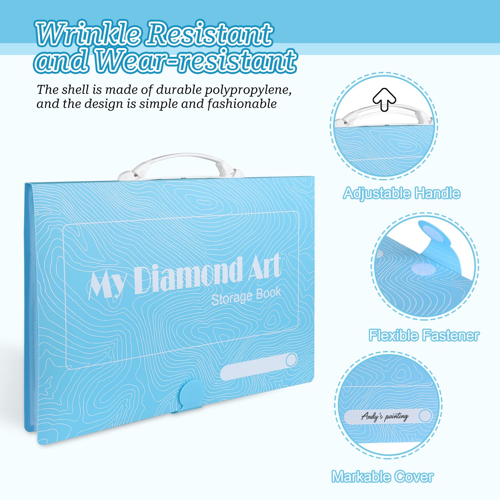 Album per Diamond Painting A3, Libro di Archiviazione con 30 Protezioni Tascabili, Cartella per DIY Art