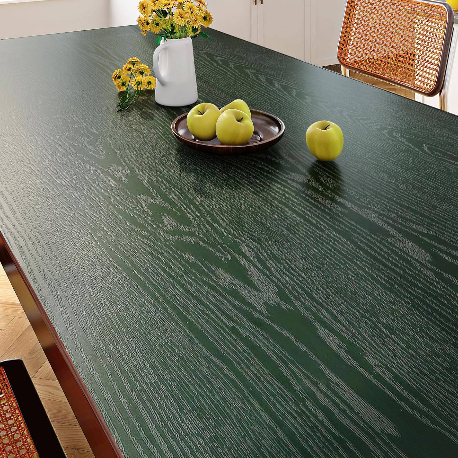 FunStick 24"x200" Thick Dark Green Stained Wood Contact Paper Peel and Stick for Cabinets Green Wood Wallpaper Waterproof Self Adhesive Wood Grain Contact Paper for Countertop Contact Paper Table Desk 24x200 Inches Dark Green