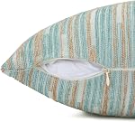 Pack of 2, Yeiotsy Modern Striped Throw Pillow Covers Geometric Pillow Cases Chenille for Couch Sofa Bed Chair Car (18 X 18 Inches, Light Blue)