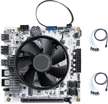 N7 Mini ITX Motherboard,2X 10G RJ45 Ports, 8845HS Processor,up to 5.1GHz,8C/16T, PCIe 4.0 x8 Slot,2 x PCIe 4.0 M.2 Slots,Support DDR5 ECC,HDMI + DP + USB4 Triple Display N7 NAS Motherboard+ Fan