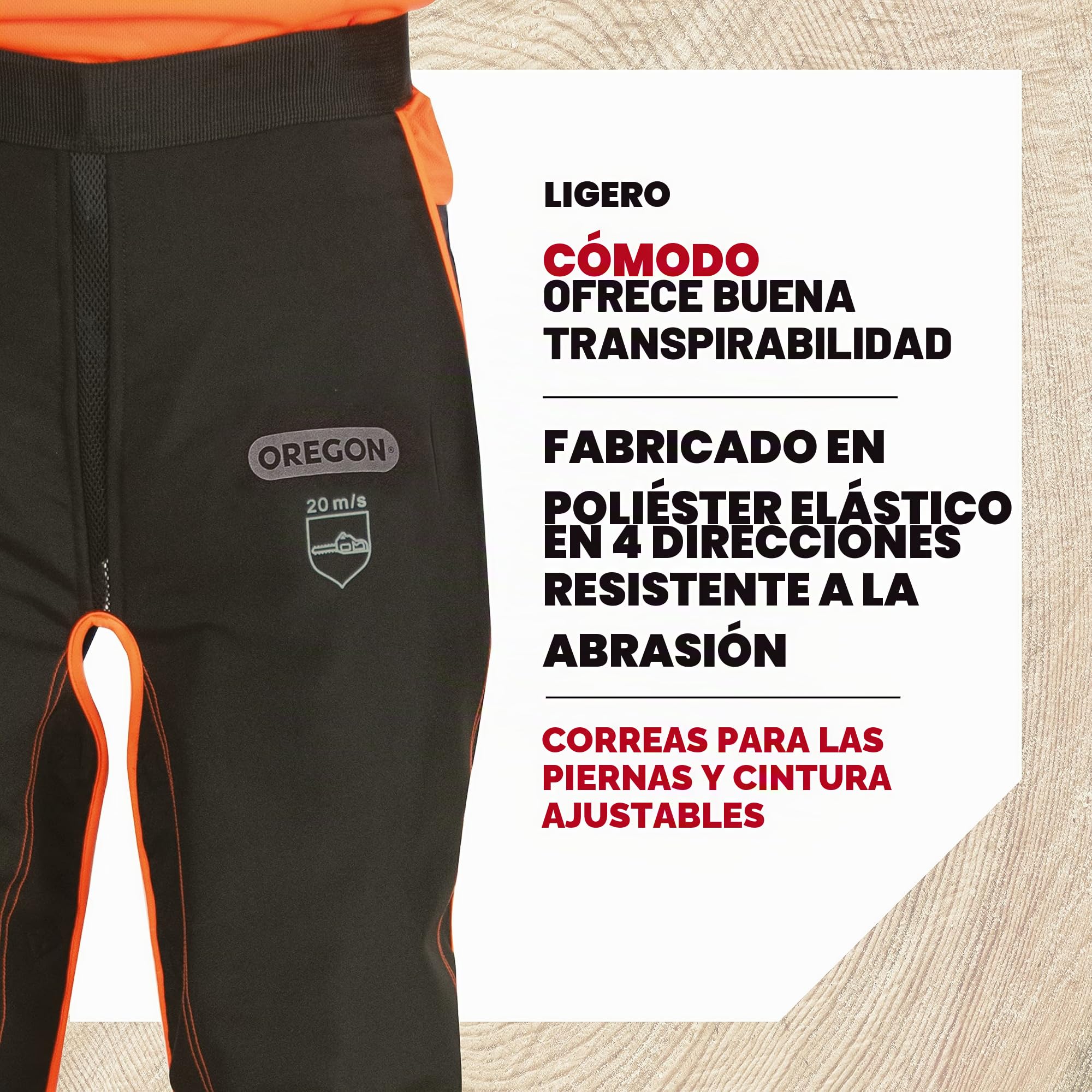 Oregon 575780 - Perneras anticorte para motosierra + Guantes de Seguridad para Cortar con Motosierra, Piel - 1 Par (L)