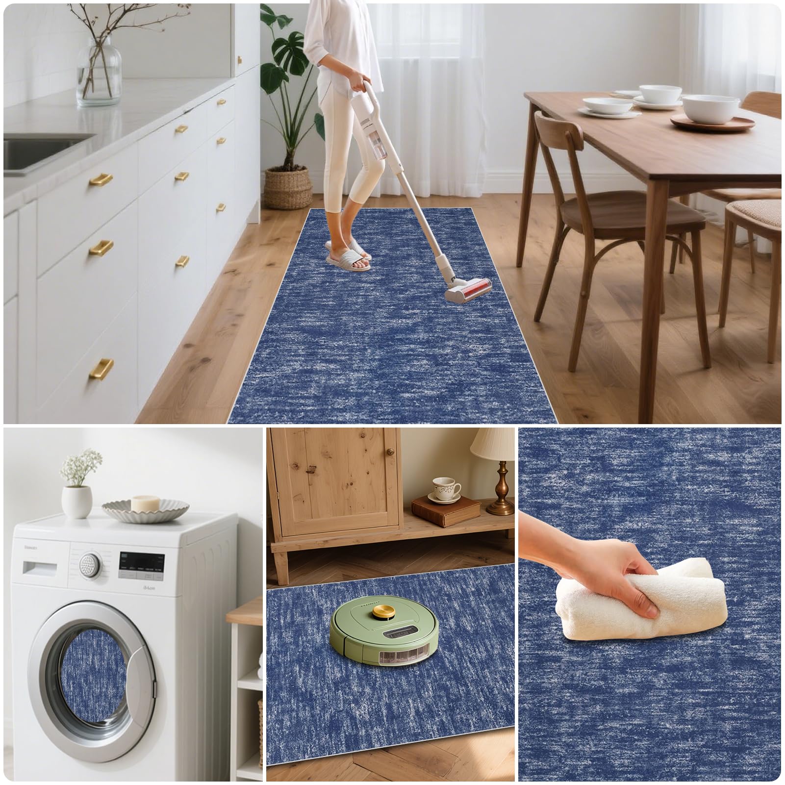 Teppich Läufer Flur Waschbar rutschfest Kküche Teppiche Teppichläufer Flur Kurzflor Küchenläufer Bettvorleger für Waschküche Eingang Flur Küche Schlafzimmer Wohnzimmer 120 x 450 cm