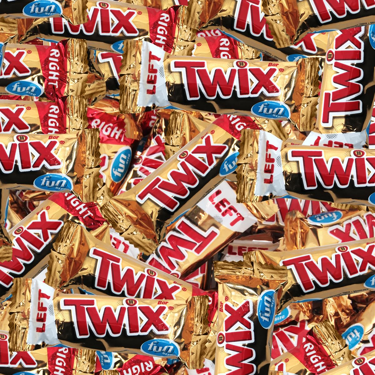 Twix Fun Size Candy Bars Left and Right, 2lb Pack of Bulk Chocolate Candy Individually Wrapped, Ideal Caramel Chocolate for Sharing with Friends, Perfect Twix Mini Candy Bars for Parties and Events