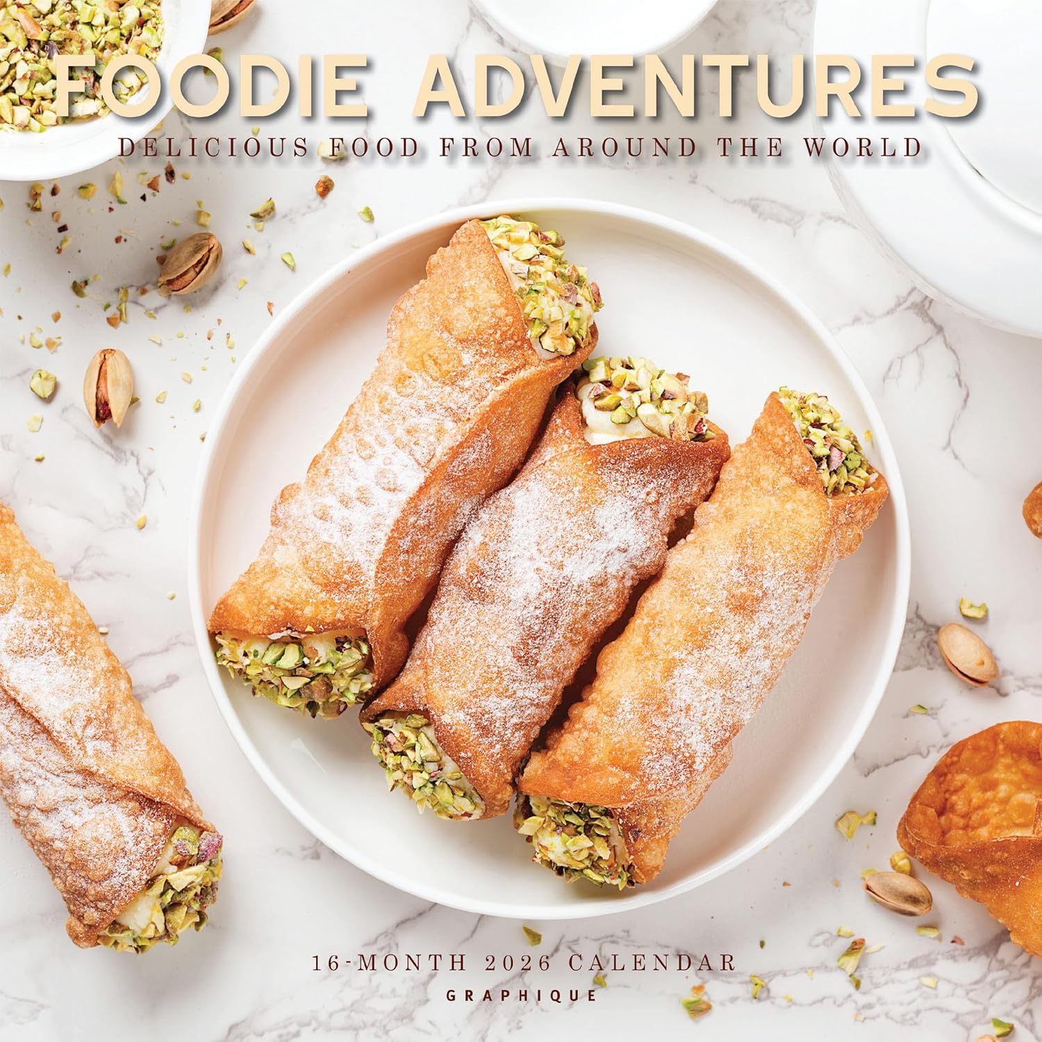 Graphique 2026 Foodie Adventures Wall Calendar | 12” x 12” | Thick Paper | Home & Office Organizer | Large Monthly Grid | 3 Languages & Marked Holidays | 4 Month Preview Page for 2027