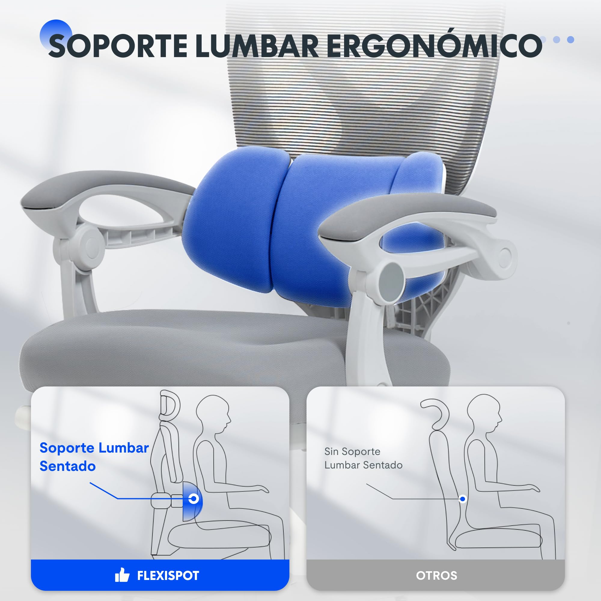 FLEXISPOT OC4 Silla Ergonomica Escritorio con Reposapiés, Silla Escritorio con Soporte Lumbar 3 Zonas, Reclinable 135°, Cojín Transpirable, Altura Ajustable, Ideal Oficina y Teletrabajo, Gris