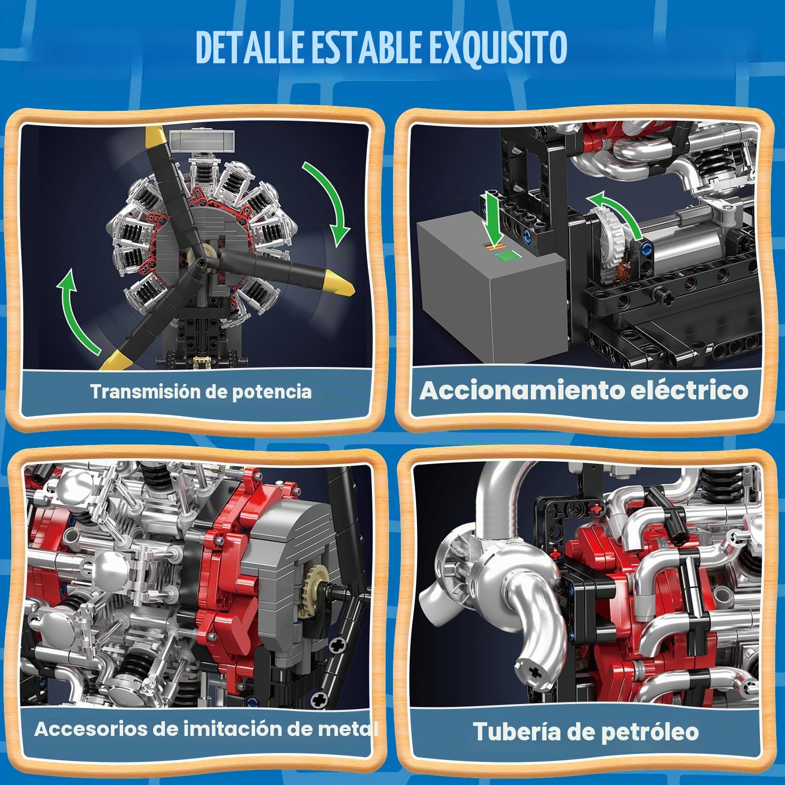 Mould King 10211 - Kit de construcción de motor de aviación, bloques de construcción, bloques de sujeción, simulación, motor de avión, kit para adultos (1147 piezas)