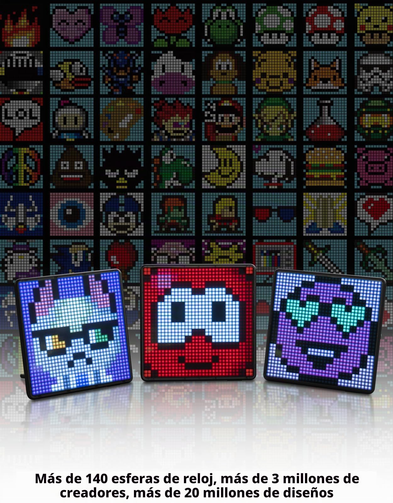 Divoom Pixoo-MAX Pixel Display, App Pantalla de Control de teléfono Celular con Pantalla LED programable de 32 x 32 para decoración del hogar, Publicidad de Negocios