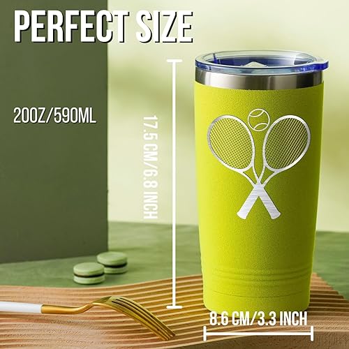 Miniatura 3 de Onebttl Regalos personalizados de tenis para mujeres, amantes del tenis, hombres, vaso de acero inoxidable de 20 onzas para Navidad, cumpleaños con