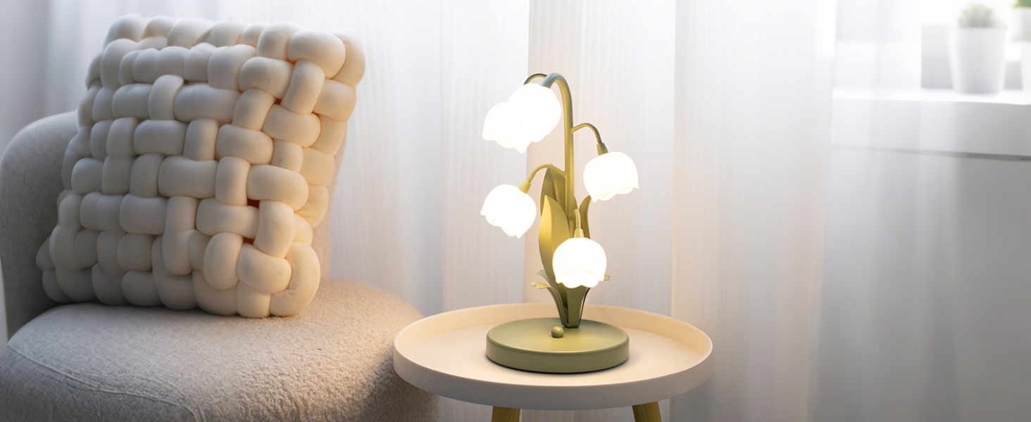 Minifair Verde Lamparas De Mesita De Noche,IluminacióN De Tres Tonos Lampara Escritorio Pantalla AcríLica Con Lirio Del Valle,Lampara De Mesa Perfecto Para Chica Dormitorio,Cabecera,Estudio,Regalo