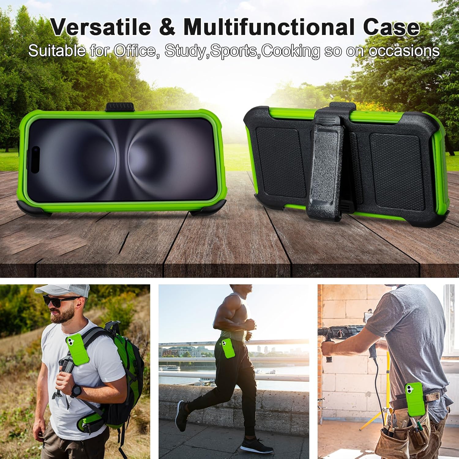 Saiboro for Defender Phone Case iPhone 16 Case with Belt Clip,for Shockproof iPhone16 Rugged,2 Layers of Sturdy for PhoneCase Heavy Duty,Military-Grade for iPhone 16 Phone Case Green