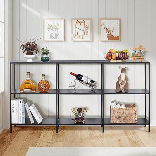 Miniatura 12 de DCLRN Mesa consola, mesa de entrada estrecha y larga con estante de almacenamiento para entrada, vestíbulo, pasillo, sofá, sala de estar, bar, Negro