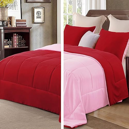 Miniatura 8 de Juego de 1 edredón reversible ligero tamaño matrimonial XL (82 x 86 pulgadas) para todas las estaciones, edredón alternativo de plumón marrón y caqui