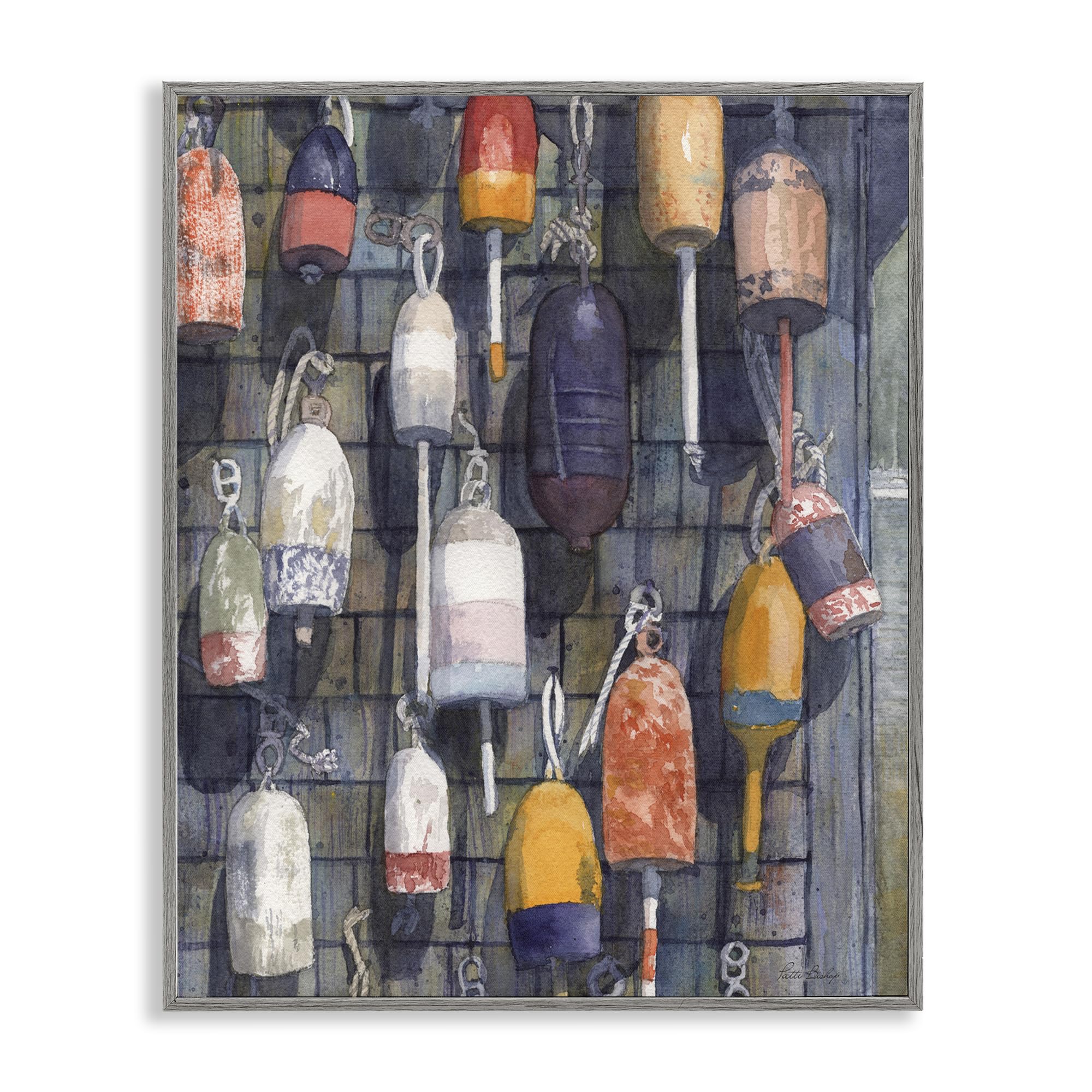'Watercolor Hanging Buoys'| Framed Giclee Art